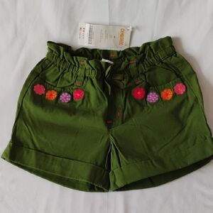 Gymboree Olive Green Cargo Shorts with Floral Accents